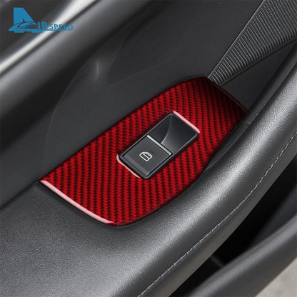 Real Soft Carbon Fiber Sticker For Mazda 3 Axela 2019 2020 2021 2022 2023 2024 2025 Car Rear Door Window Lifting Frame Panel