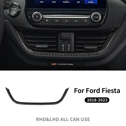 For Ford Fiesta 2018 2019 2020 2021 2022 2023 Real Dry Hard Carbon Fiber Center Console Air Vent Trim Cover Car Accessories - detail view 7