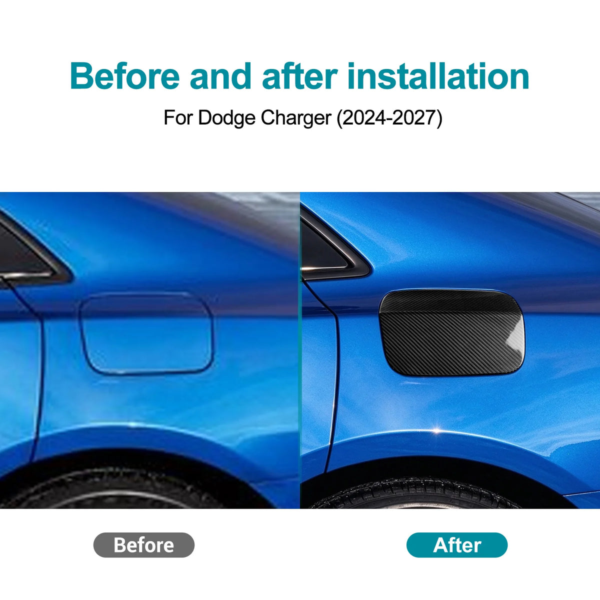 Sticker For Dodge Charger 2024 2025 2026 2027 LHD RHD Car Fuel Tank Cap Trim Real Hard Dry Carbon Fiber Exterior Accessories