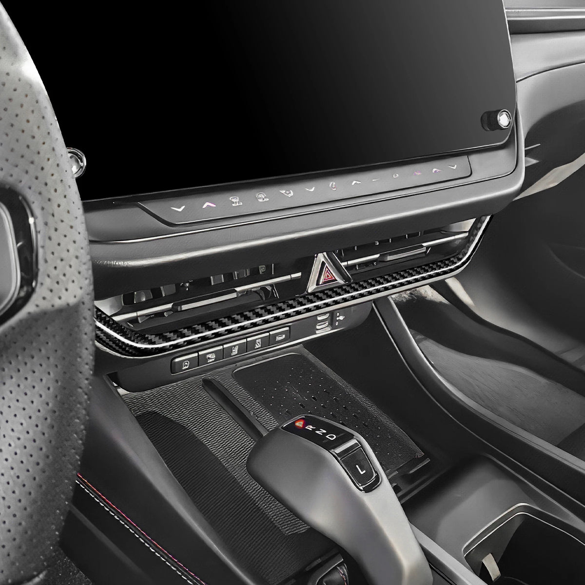 Sticker For Dodge Charger 2024 2025 2026 2027 Real Hard Dry Carbon Fiber Car Central Air Outlet Trim Strip Interior Accessories