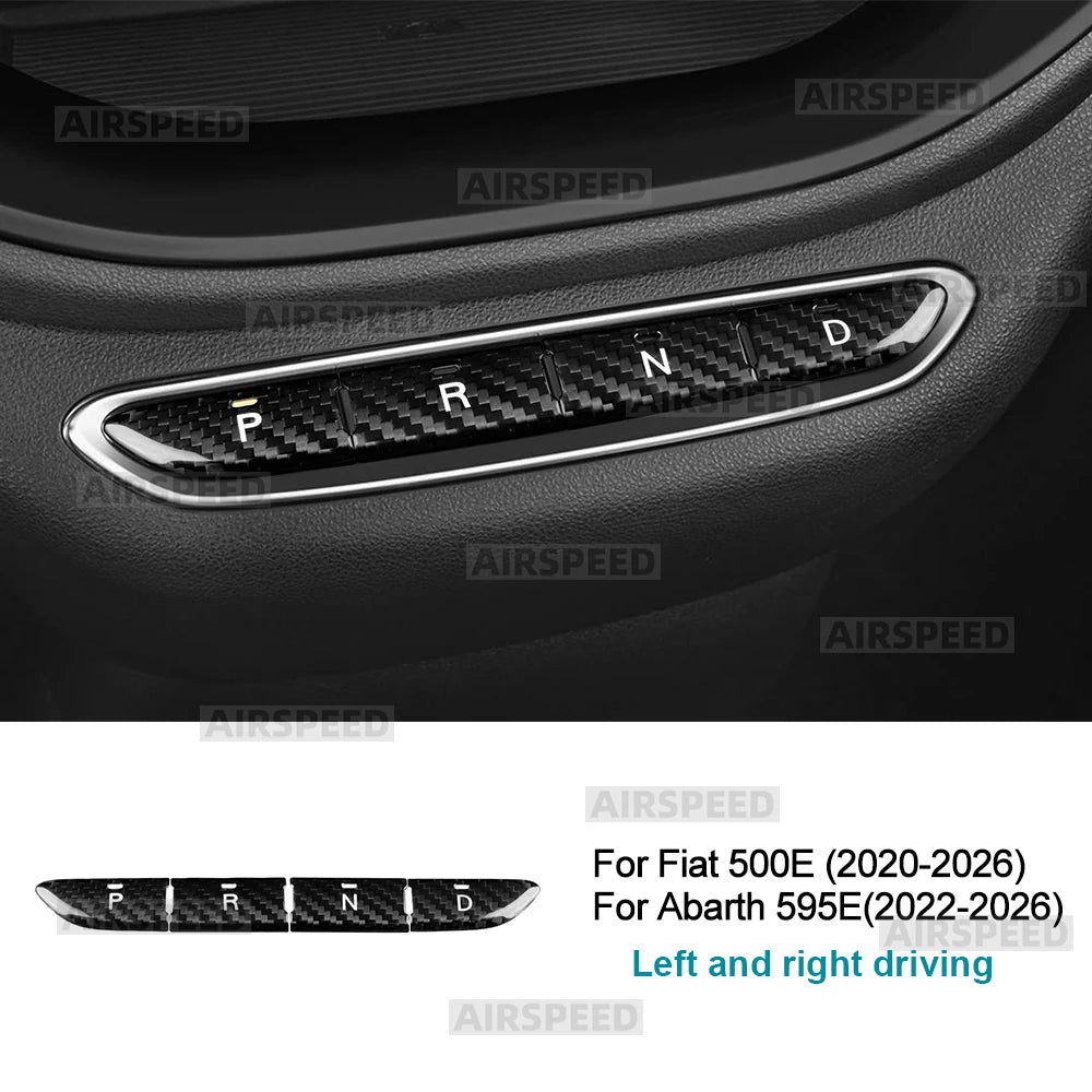 Real Hard Dry Carbon Fiber For Fiat 500e 2020 2021 2022 2023 2024 2025 2026 Abarth 595e 2022-2026 Car Gear Button Frame Sticker - detail view 7