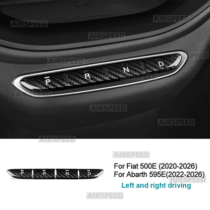 Real Hard Dry Carbon Fiber For Fiat 500e 2020 2021 2022 2023 2024 2025 2026 Abarth 595e 2022-2026 Car Gear Button Frame Sticker - detail view 7