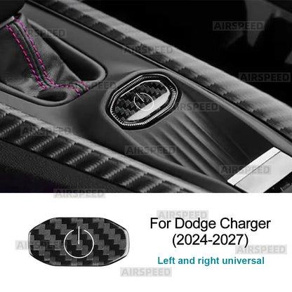 For Dodge Charger 2024 2025 2026 2027 Start Engine Stop Button Cover RHD LHD Real Hard Carbon Fiber Sticker Car Interior Trim