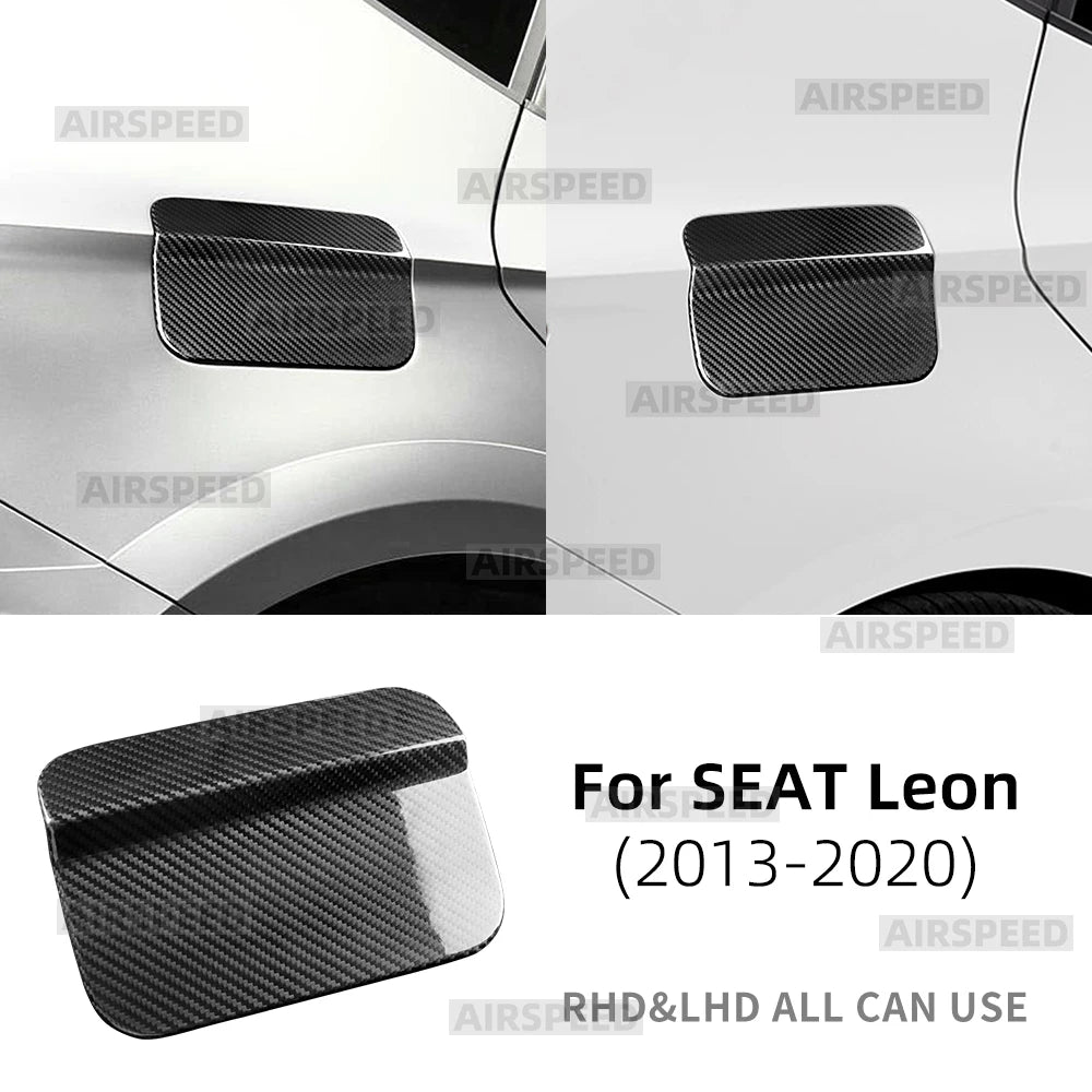 Real Hard Dry Carbon Fiber Sticker For SEAT Leon MK3 2013 2014 2015 2016 2017 2018 2019 2020 LHD RHD Car Fuel Tank Cap Trim