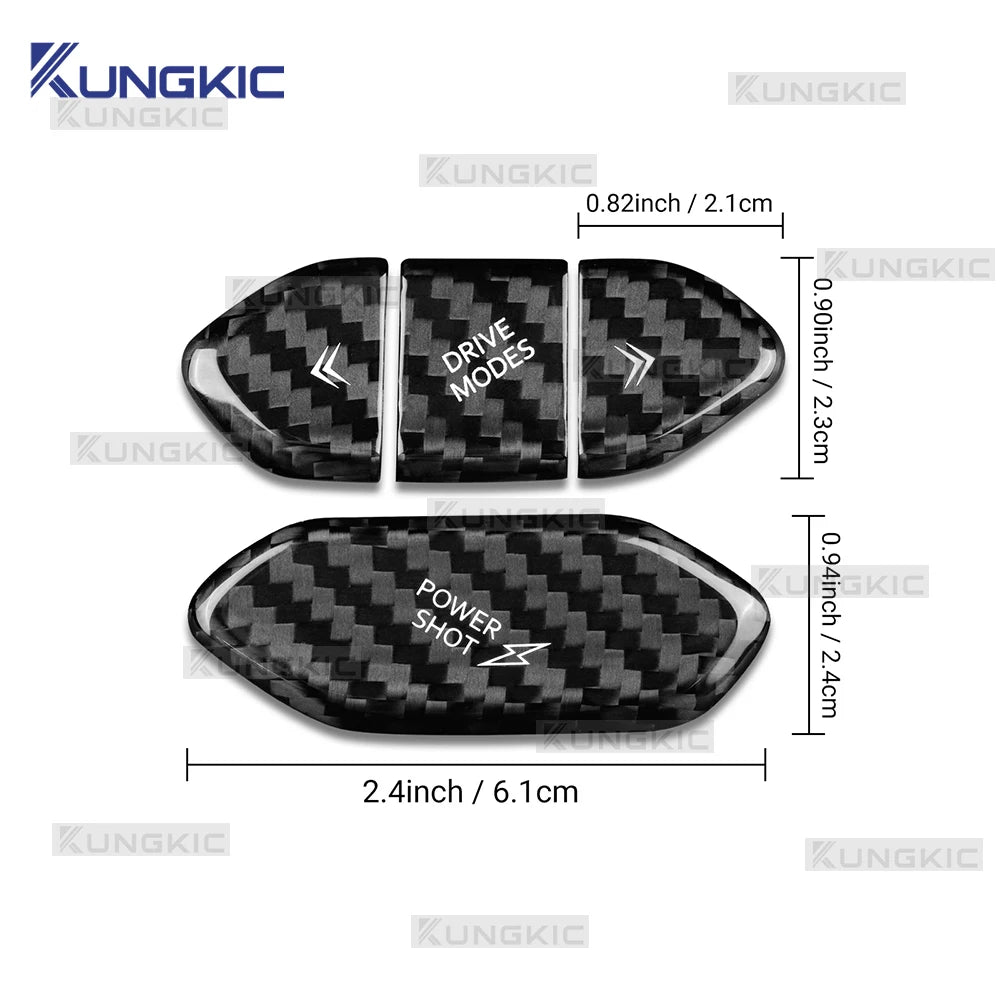 Fiber Steering Wheel Button Sticker For Dodge Charger 2024 2025 2026 2027 LHD RHD Car Real Dry Hard Carbon Interior Accessories