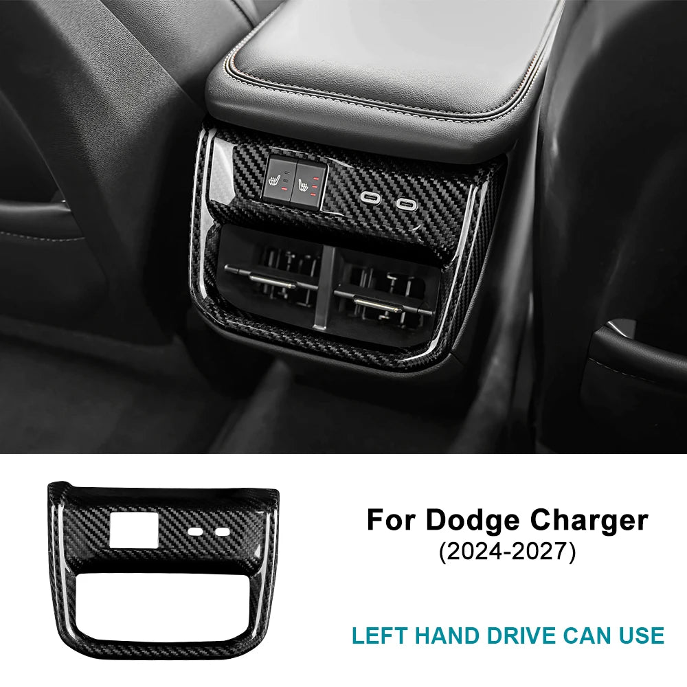 Sticker For Dodge Charger 2024 2025 2026 2027 Car Rear Air Outlet Frame Real Hard Dry Carbon Fiber Trim Interior Accessories