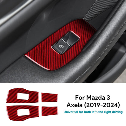 Real Soft Carbon Fiber Sticker For Mazda 3 Axela 2019 2020 2021 2022 2023 2024 2025 Car Rear Door Window Lifting Frame Panel