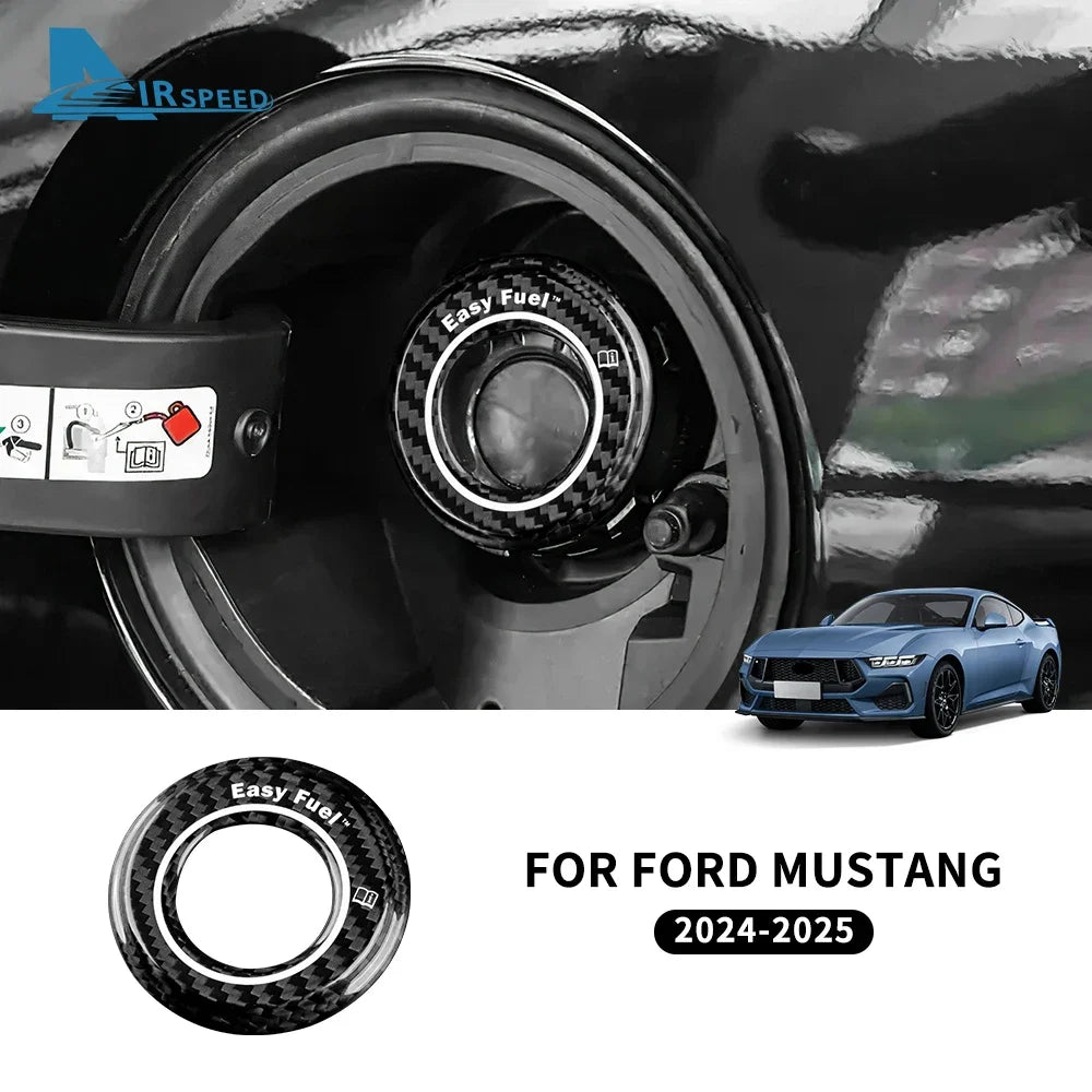 Real Hard Carbon Fiber Car Tank Cap Fuel Tank Cover for Ford Mustang 2024 2025 Sticker Exterior Decor Accessories