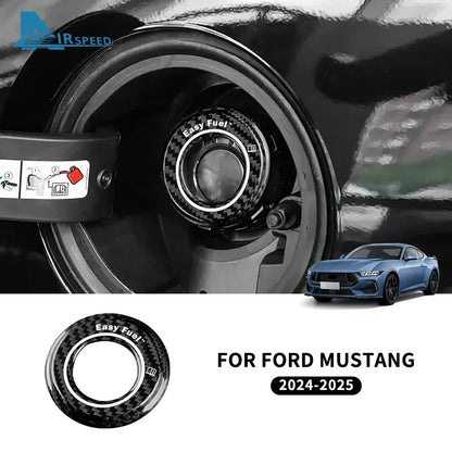 Real Hard Carbon Fiber Car Tank Cap Fuel Tank Cover for Ford Mustang 2024 2025 Sticker Exterior Decor Accessories
