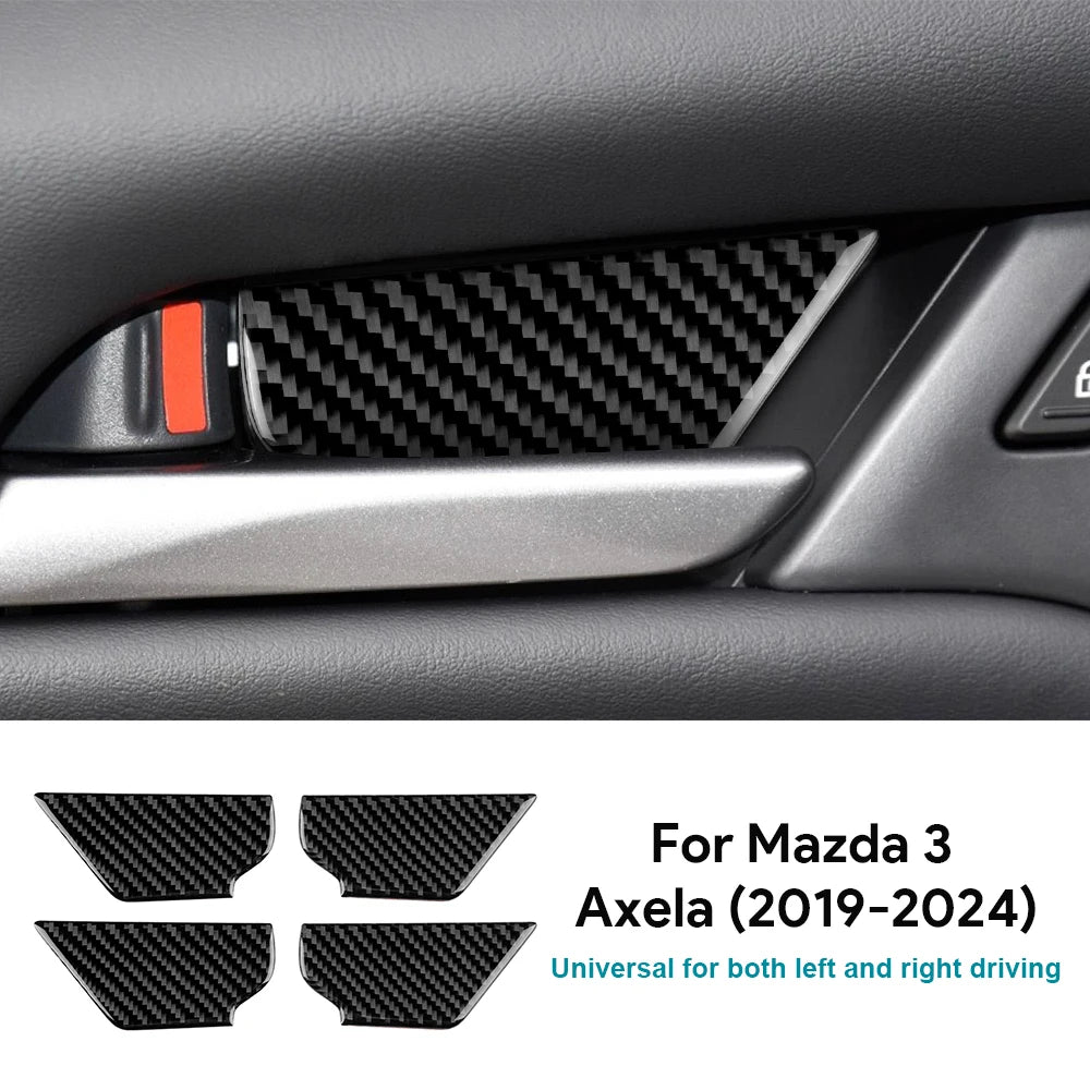 Real Soft Carbon Fiber Sticker For Mazda 3 2019-2025/CX-30 2020-2025 LHD RHD Car Inner Door Bowl Panel Interior Trim Accessories