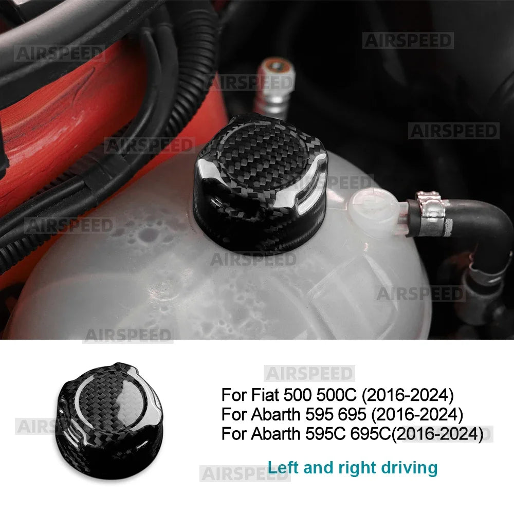 For Abarth 595 595C 695 695C /Fiat 500 500C 2016-2024 Real Dry Hard Carbon Fiber LHD RHD Car Coolant Cap Trim Cover Accessories - detail view 7