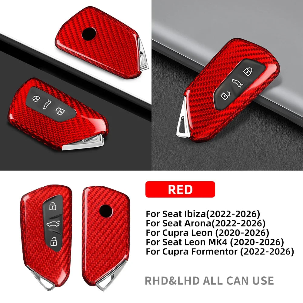 for Cupra Formentor 2020 2021 2022 2023 2024 2025 2026 SEAT Ibiza/Arona/Leon MK4/Cupra Leon Hard Carbon Fiber Remote Key Cover
