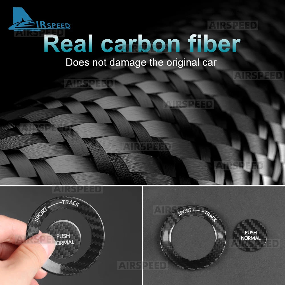 Real Dry Hard Carbon Fiber Car Driving Mode Knob Sticker For Toyota GR Yaris 2020 2021 2022 2023 2024 Interior Trim Accessories - detail view 5