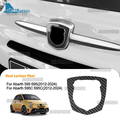 Real Dry Hard Carbon Fiber For Abarth 595 695 2012-2016 2017 2018 2019 2020 2021 2022 2023 2024 Front Badge Whiskers Logo Trim