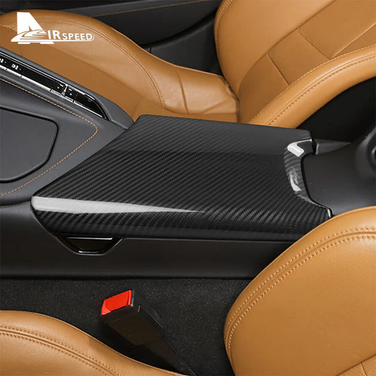 Real Hard Carbon Fiber Sticker For Chevrolet Corvette C8 2020 2021 2022 2023 2024 Car Center Armrest Box Interior Accessories