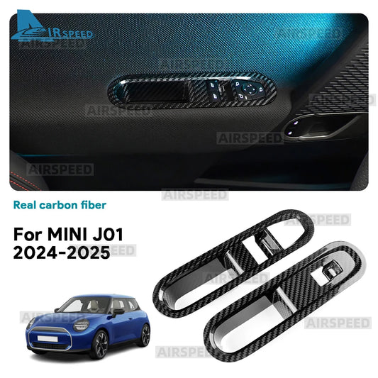 Real Hard Carbon Fiber Sticker for BMW Mini Cooper E J01 EV Electric SE 2024 2025 LHD RHD Car Door Window Switch Panel Cover - product view