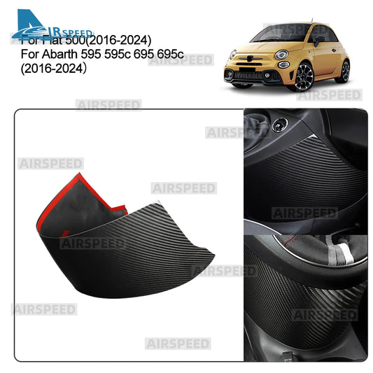 Real Carbon Fiber Car Gear Shift Panel Anti-Kick For Abarth 595 695 595C 695C/Fiat 500 2016 2017 2018 2019 2020-2024 3K Cloth - product view