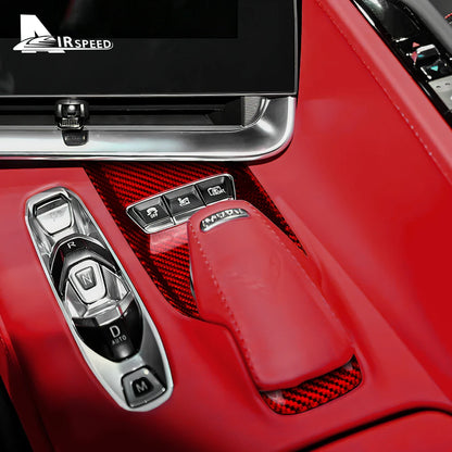 Real Hard Carbon Fiber Sticker For Chevrolet Corvette C8 2020 2021 2022 2023 Center Control Button Panel Interior Accessories