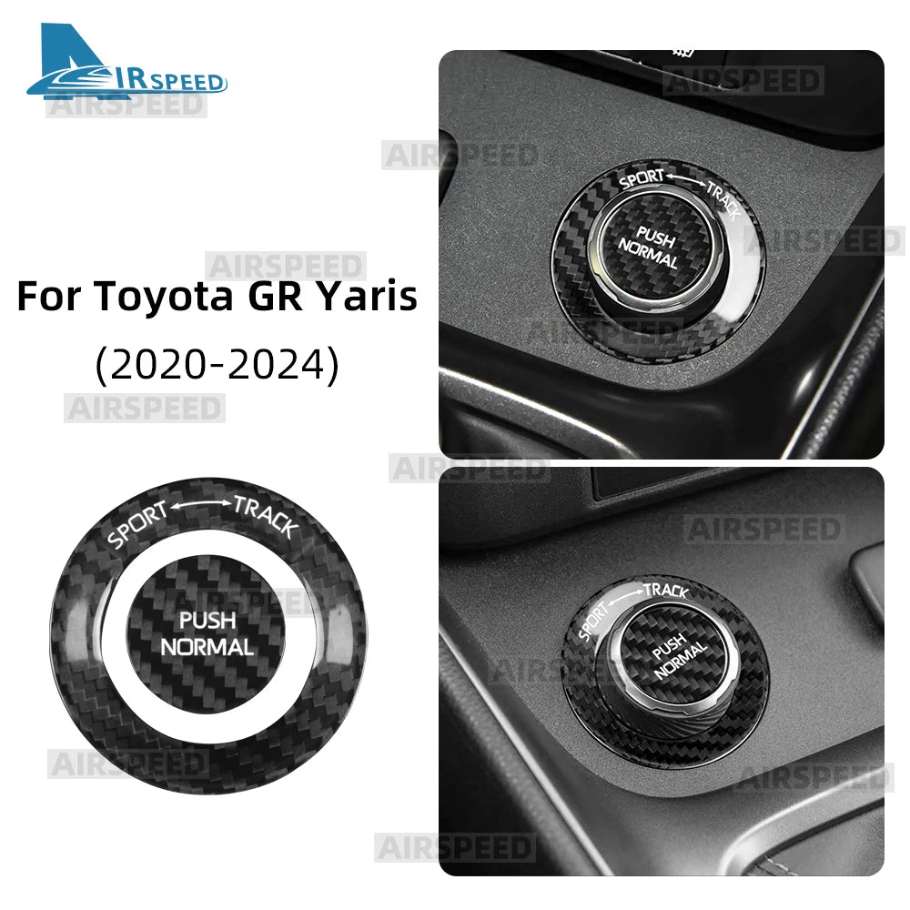 Real Dry Hard Carbon Fiber Car Driving Mode Knob Sticker For Toyota GR Yaris 2020 2021 2022 2023 2024 Interior Trim Accessories - product view