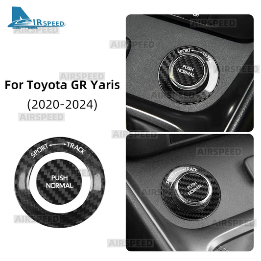 Real Dry Hard Carbon Fiber Car Driving Mode Knob Sticker For Toyota GR Yaris 2020 2021 2022 2023 2024 Interior Trim Accessories - product view