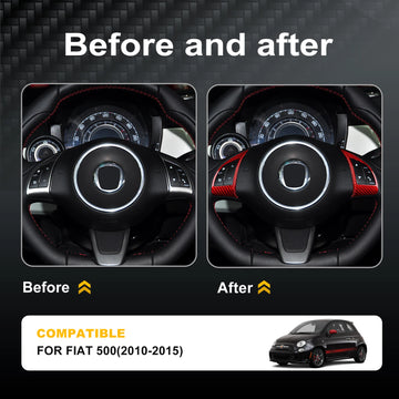 Real Hard Carbon Fiber Sticker For Fiat 500 Abarth 595 2010 2011 2012 2013 2014 2015 Car Steering Wheel Button Interior Trim