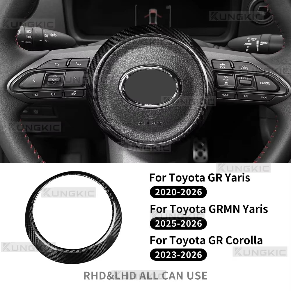 Car Steering Wheel Center Real Dry Carbon Fiber Cover Trim for Toyota GR Yaris 2020-2026/GRMN 25-26/GR Corolla 2023-2026 - detail view 7
