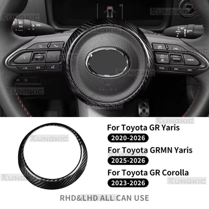 Car Steering Wheel Center Real Dry Carbon Fiber Cover Trim for Toyota GR Yaris 2020-2026/GRMN 25-26/GR Corolla 2023-2026 - detail view 7