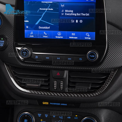 For Ford Fiesta 2018 2019 2020 2021 2022 2023 Real Dry Hard Carbon Fiber Center Console Air Vent Trim Cover Car Accessories - detail view 3