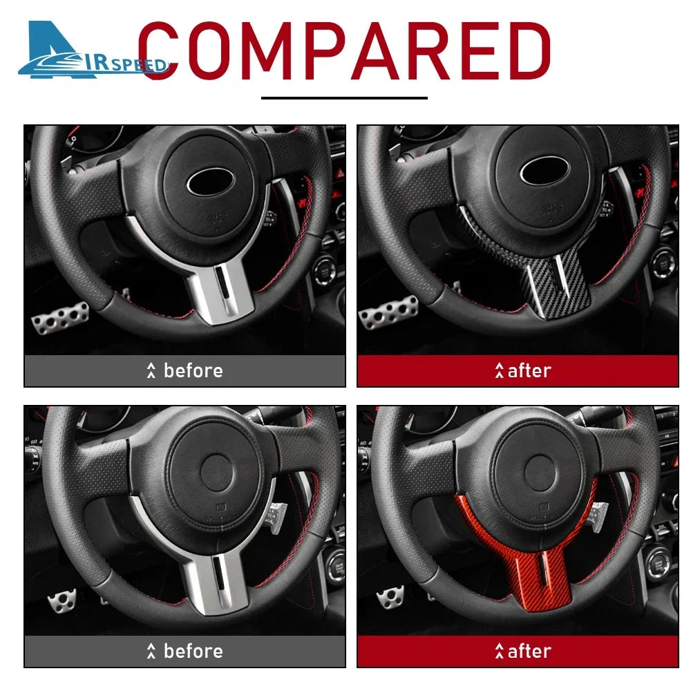 Real Dry Carbon Fiber Cover For Subaru BRZ Toyota 86 2012-2016 Car Steering Wheel Panel Protective Cover Sticker Trim Interior - detail view 3