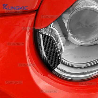 Real Dry Hard Carbon Fiber Car Headlight Spray Cover Sticker For Abarth 595 695 595C 695C 2012-2024, Fiat 500 500C 2009-2024
