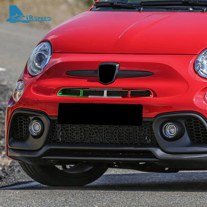 Real Hard Carbon Fiber Sticker For Abarth 595 2017 2018 2019 2020 2021 2022 2023 2024 Front Center Grille Tricolor Carbon Trim