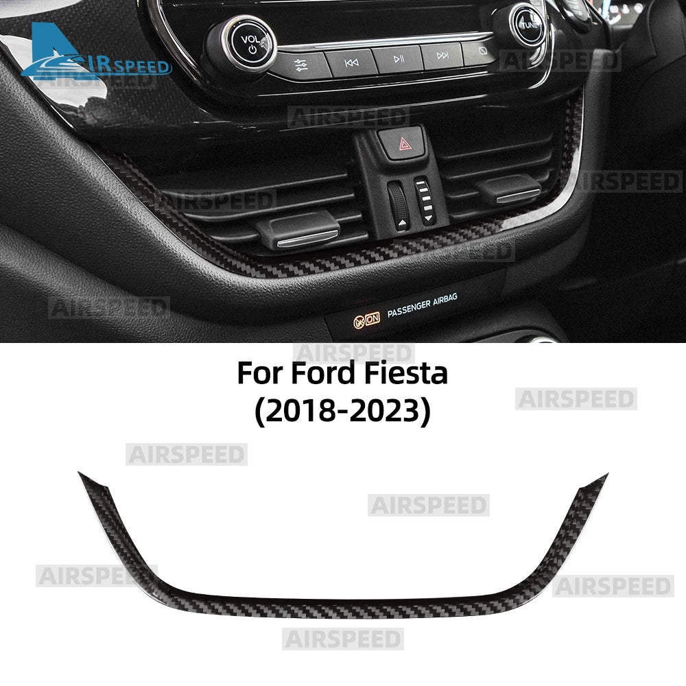 For Ford Fiesta 2018 2019 2020 2021 2022 2023 Real Dry Hard Carbon Fiber Center Console Air Vent Trim Cover Car Accessories - product view