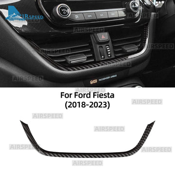 For Ford Fiesta 2018 2019 2020 2021 2022 2023 Real Dry Hard Carbon Fiber Center Console Air Vent Trim Cover Car Accessories