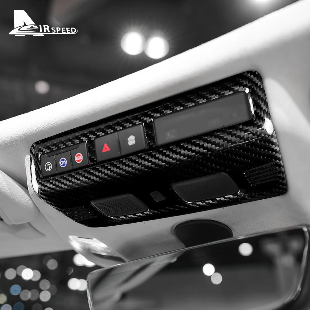 Real Hard Carbon Fiber Sticker For Chevrolet Corvette C8 2020 2021 2022 2023 Front Reading Lamp Frame Interior Accessories
