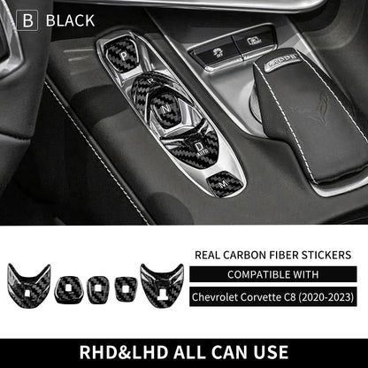 Real Hard Carbon Fiber For Chevrolet Corvette C8 2020 2021 2022 2023 Car Console Gear Shift Button Sticker Accessories