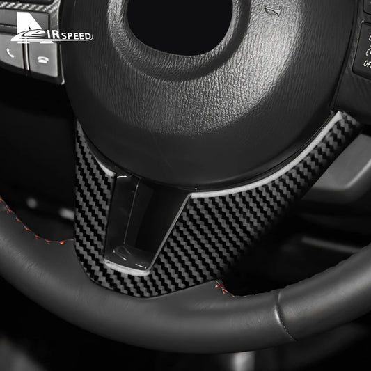 Real Soft Carbon Fiber Sticker For Mazda 3 Axela 2014 2015 2016 LHD RHD Car Steering Wheel Bottom Trim Interior Accessories