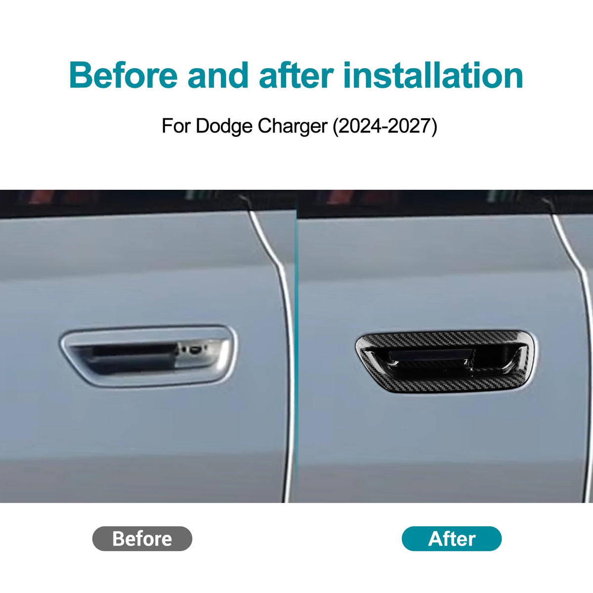 StickerSticker For Dodge Charger 2024 2025 2026 2027 Real Hard Dry Carbon Fiber Car Door Handle Cover Trim Exterior Decoration
