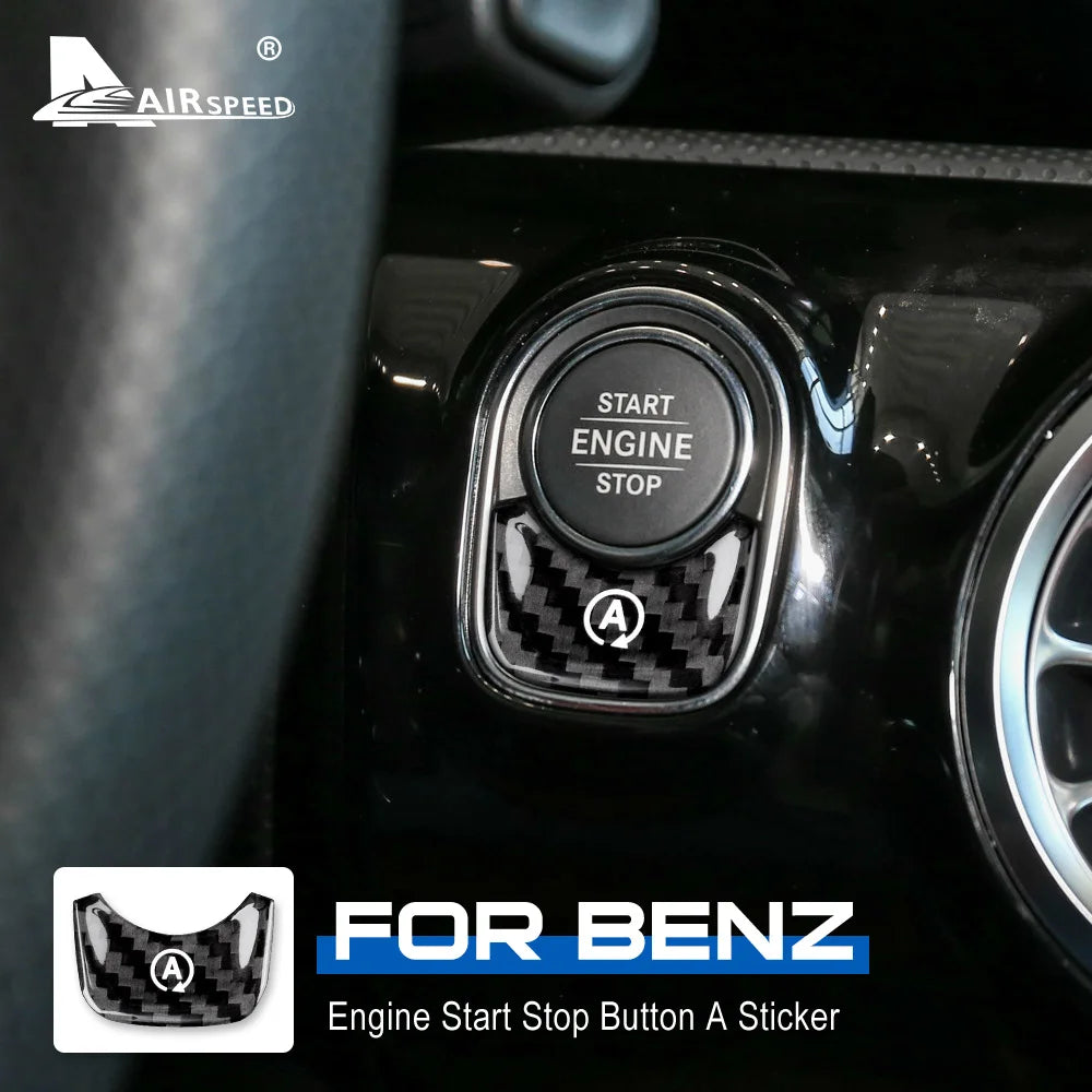 Real Carbon Fiber Sticker Trim for Mercedes Benz A Class W177 GLB X247 CLA AMG W247 Car Engine Start Stop Button A  Accessories