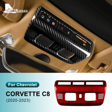 Real Hard Carbon Fiber Sticker For Chevrolet Corvette C8 2020 2021 2022 2023 Front Reading Lamp Frame Interior Accessories