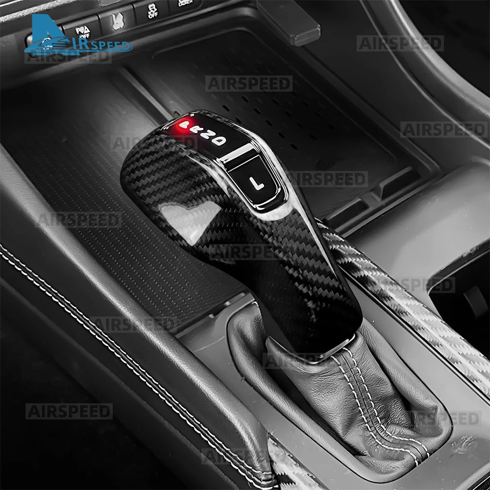 Real Hard Dry Carbon Fiber Sticker For Dodge Charger 2024 2025 2026 2027 LHD Car Gear Shift Knob Cover Trim Accessories
