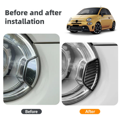 Real Dry Hard Carbon Fiber Car Headlight Spray Cover Sticker For Abarth 595 695 595C 695C 2012-2024, Fiat 500 500C 2009-2024