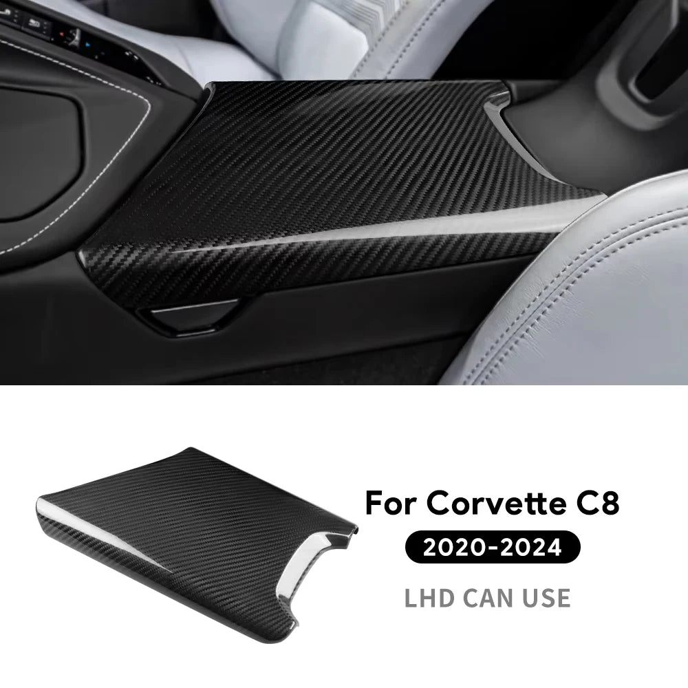 Real Hard Carbon Fiber Sticker For Chevrolet Corvette C8 2020 2021 2022 2023 2024 Car Center Armrest Box Interior Accessories