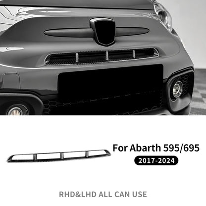 Real Hard Carbon Fiber Sticker For Abarth 595 2017 2018 2019 2020 2021 2022 2023 2024 Front Center Grille Tricolor Carbon Trim