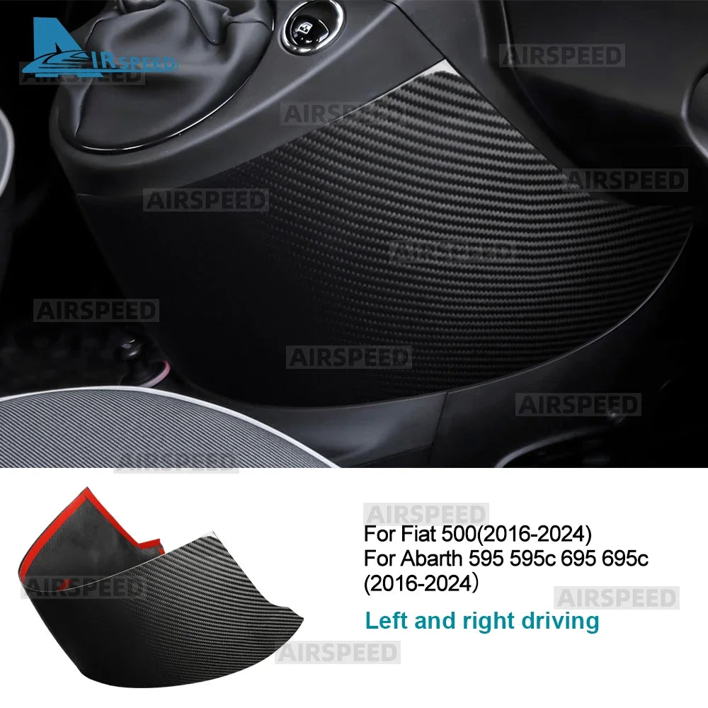 Real Carbon Fiber Car Gear Shift Panel Anti-Kick For Abarth 595 695 595C 695C/Fiat 500 2016 2017 2018 2019 2020-2024 3K Cloth - detail view 7