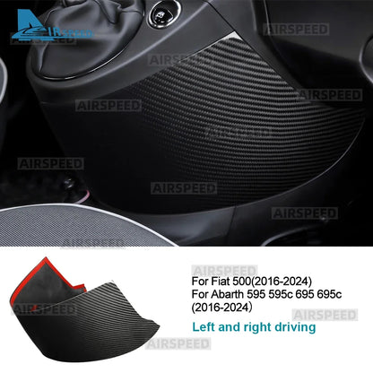 Real Carbon Fiber Car Gear Shift Panel Anti-Kick For Abarth 595 695 595C 695C/Fiat 500 2016 2017 2018 2019 2020-2024 3K Cloth - detail view 7