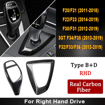 Real Carbon Fiber for BMW F30 F10 F15 F07 F20 F21 F22 F32 F34 F35 5GT Car Gear Shift Panel Frame Gear Knob Cover Head Trim
