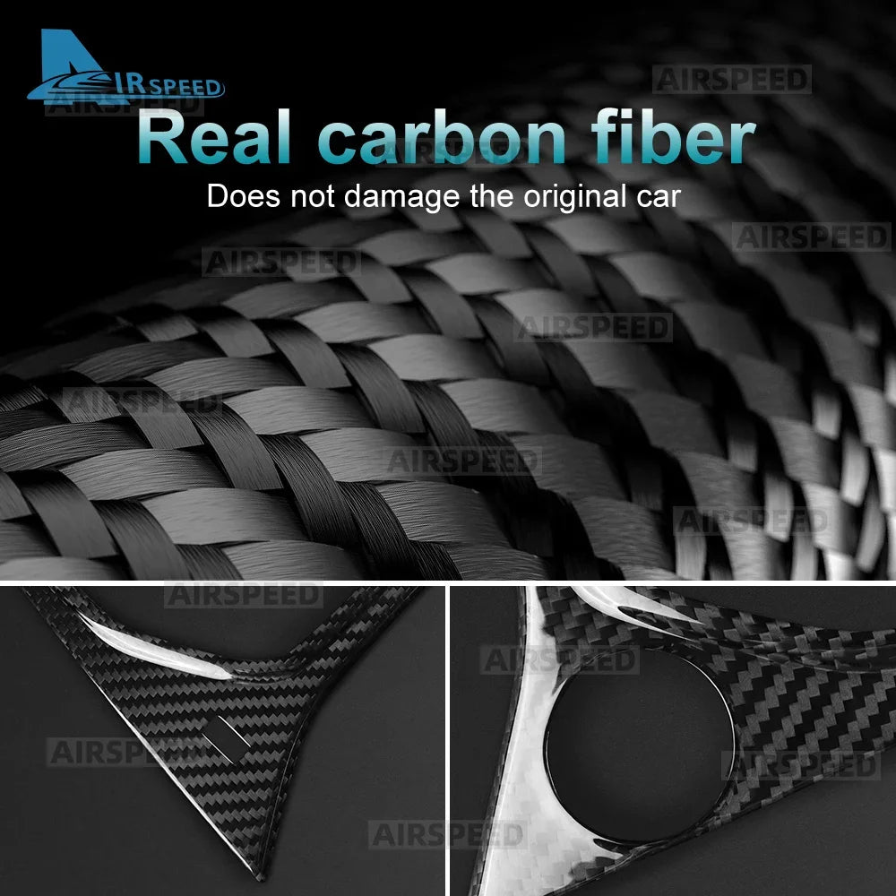 Hard Dry Carbon Fiber Gear Shift Panel Frame Cover Sticker For Ford Fiesta 2018-2023 RHD Car Interior Accessories - detail view 5