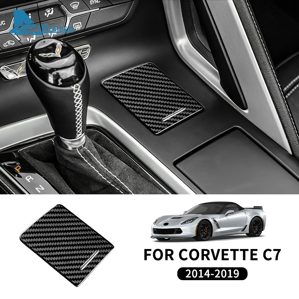 Real Hard Carbon Fiber Sticker For Chevrolet Corvette C7 2014 2015 2016 2017 2018 2019 Cigaratte Lighter Interior Accessories