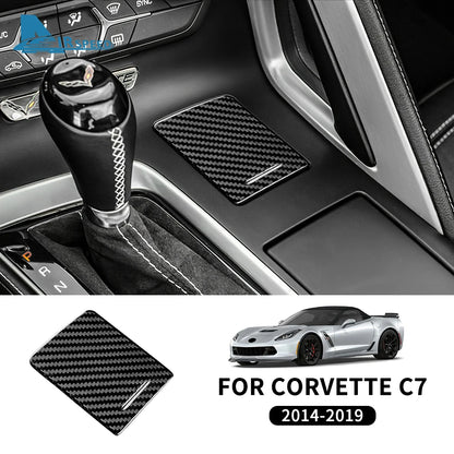 Real Hard Carbon Fiber Sticker For Chevrolet Corvette C7 2014 2015 2016 2017 2018 2019 Cigaratte Lighter Interior Accessories