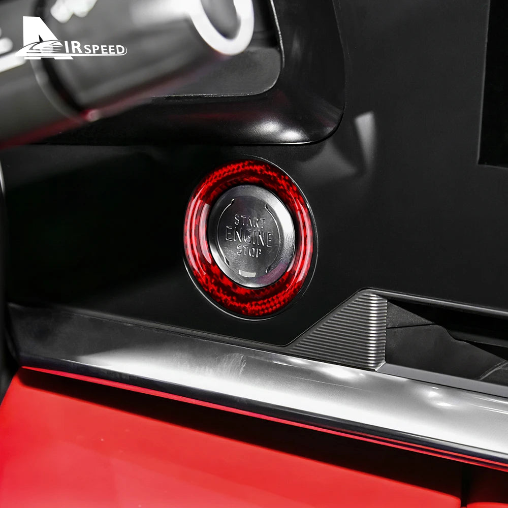 Real Hard Carbon Fiber Car Engine Start Button Ring Cover Trim Sticker For Chevrolet Corvette C8 2020 2021 2022 2023 Accessories